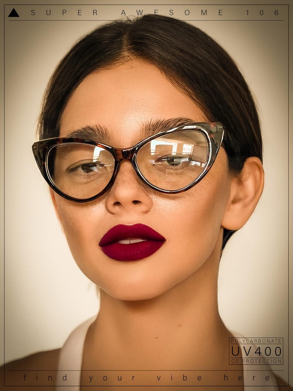 8986 Classic Gothic Clear Lens Cat Eye Glasses White - Picture 4 of 8